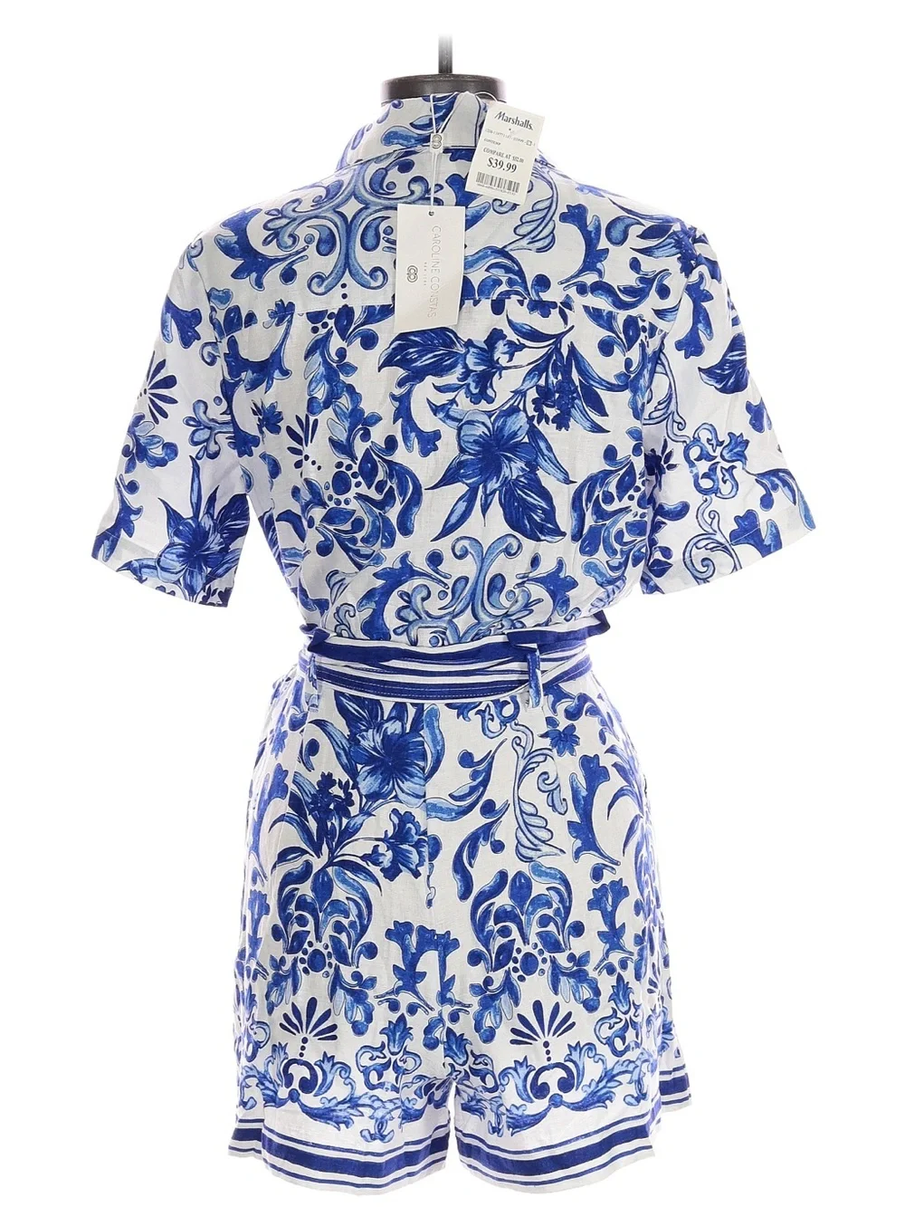CAROLINE CONSTAS LINEN ROMPER D&G ITALIAN BLUE FLORAL 10